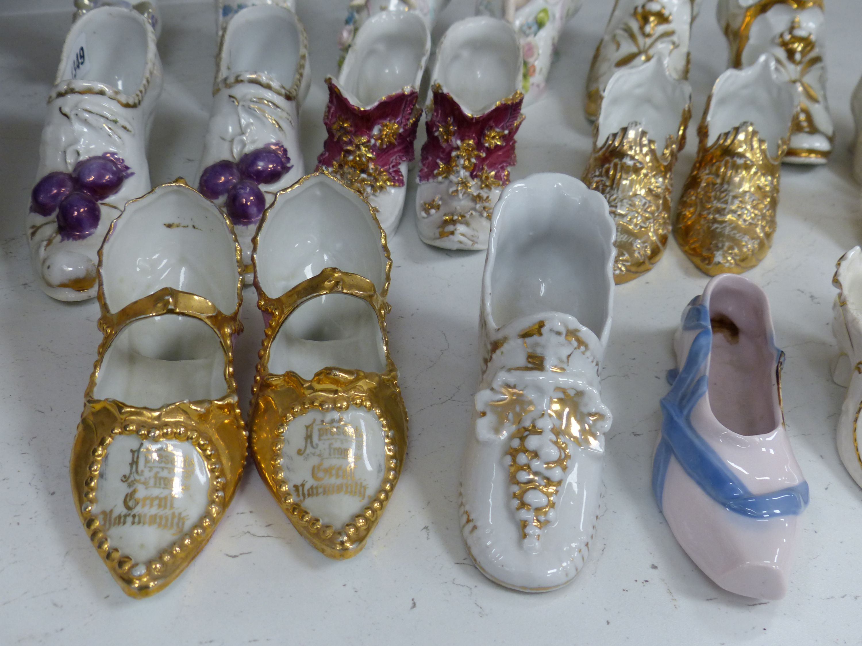 A collection of ceramic shoes